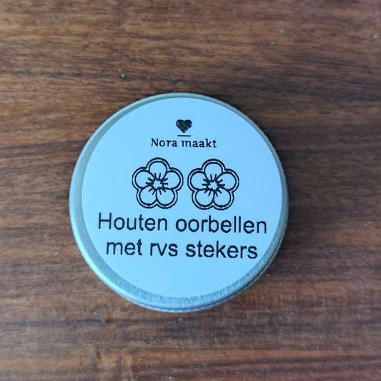 Houten oorbellen-bloem 2